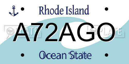 A72AGO Rhode Island License Plate