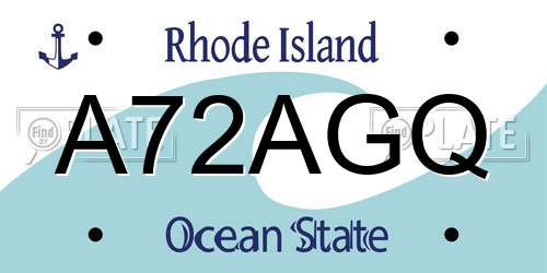 A72AGQ Rhode Island License Plate