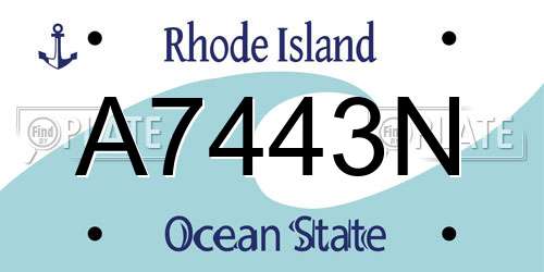 A7443N Rhode Island License Plate