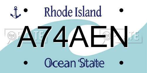 A74AEN Rhode Island License Plate