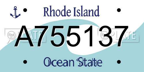 A755137 Rhode Island License Plate