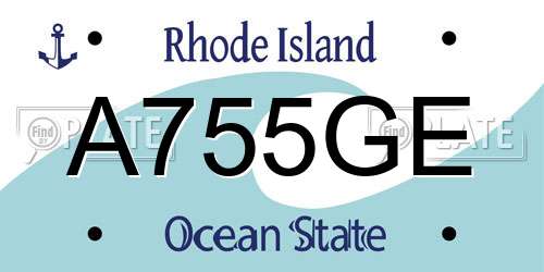 A755GE Rhode Island License Plate
