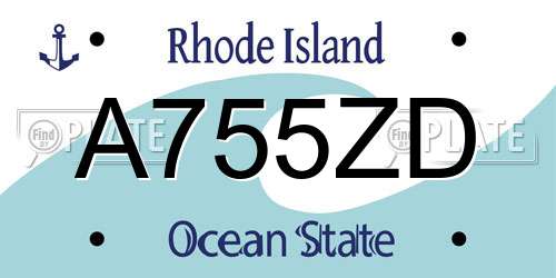 A755ZD Rhode Island License Plate