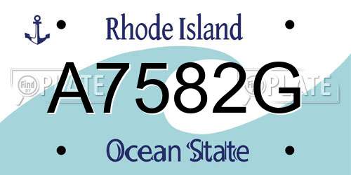 A7582G Rhode Island License Plate