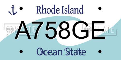 A758GE Rhode Island License Plate