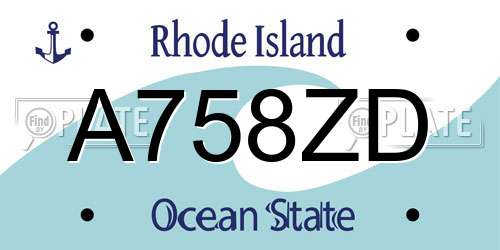 A758ZD Rhode Island License Plate