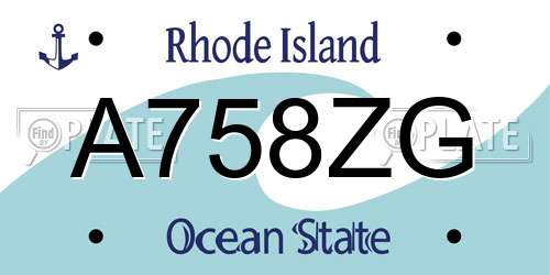 A758ZG Rhode Island License Plate