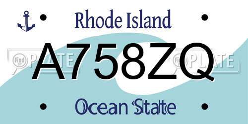 A758ZQ Rhode Island License Plate