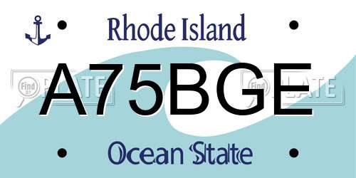 A75BGE Rhode Island License Plate