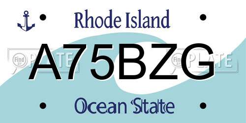 A75BZG Rhode Island License Plate