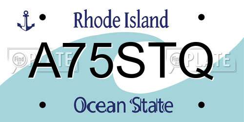 A75STQ Rhode Island License Plate