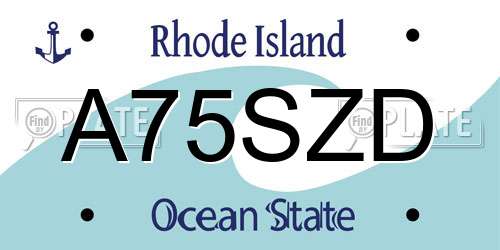 A75SZD Rhode Island License Plate