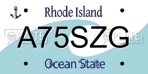 A75SZG Rhode Island License Plate