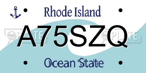 A75SZQ Rhode Island License Plate