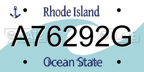 A76292G Rhode Island License Plate