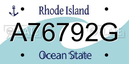 A76792G Rhode Island License Plate