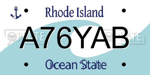 A76YAB Rhode Island License Plate