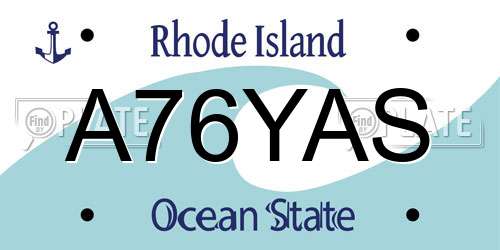A76YAS Rhode Island License Plate