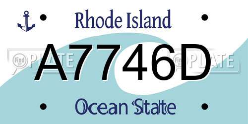 A7746D Rhode Island License Plate