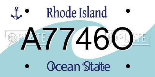 A7746O Rhode Island License Plate