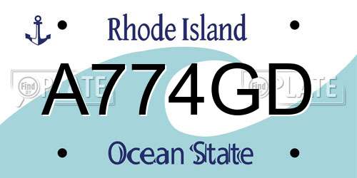 A774GD Rhode Island License Plate