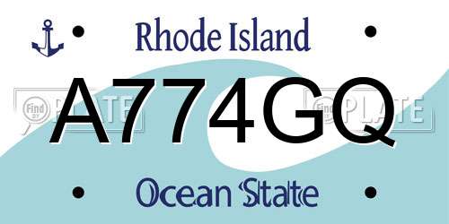 A774GQ Rhode Island License Plate