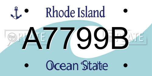 A7799B Rhode Island License Plate