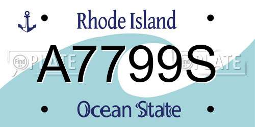 A7799S Rhode Island License Plate