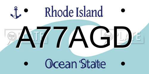A77AGD Rhode Island License Plate