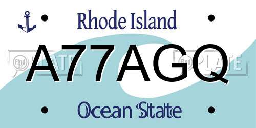 A77AGQ Rhode Island License Plate