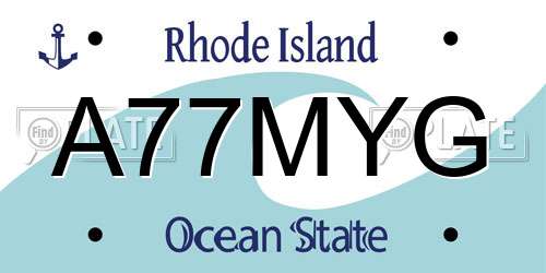 A77MYG Rhode Island License Plate
