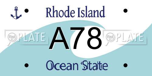A78 Rhode Island License Plate