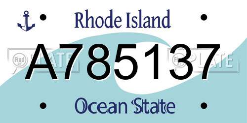 A785137 Rhode Island License Plate