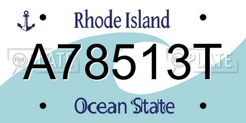 A78513T Rhode Island License Plate