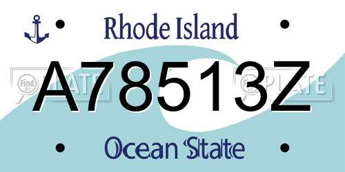 A78513Z Rhode Island License Plate