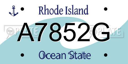 A7852G Rhode Island License Plate