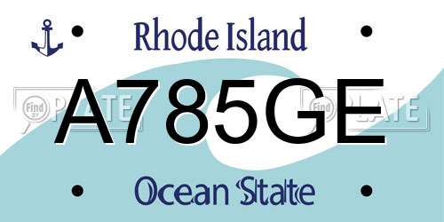 A785GE Rhode Island License Plate