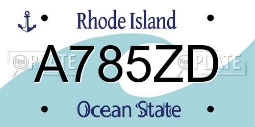 A785ZD Rhode Island License Plate