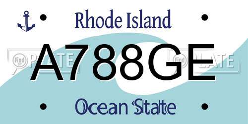 A788GE Rhode Island License Plate