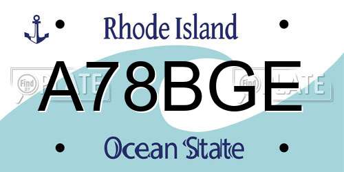 A78BGE Rhode Island License Plate