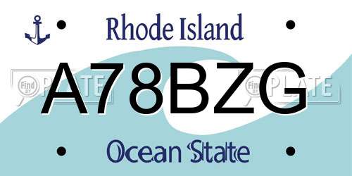 A78BZG Rhode Island License Plate