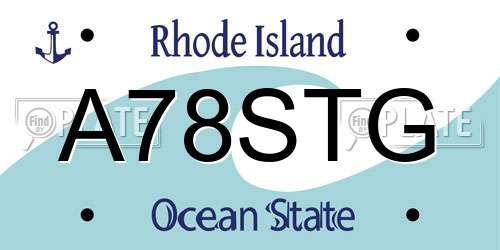 A78STG Rhode Island License Plate