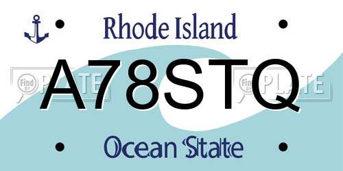 A78STQ Rhode Island License Plate