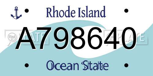 A798640 Rhode Island License Plate