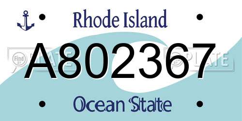 A802367 Rhode Island License Plate