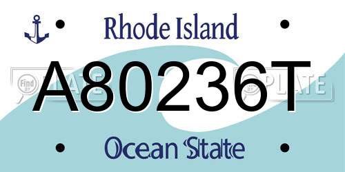 A80236T Rhode Island License Plate