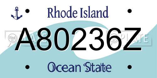 A80236Z Rhode Island License Plate
