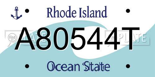 A80544T Rhode Island License Plate