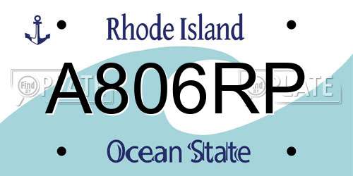 A806RP Rhode Island License Plate