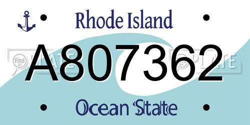A807362 Rhode Island License Plate